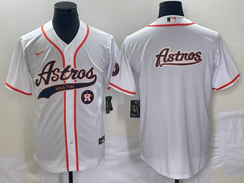 Men's Houston Astros White Team Big Logo Cool Base Stitched Baseball Jersey